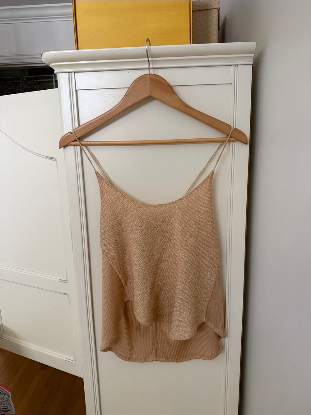 Zara Beige Spaghetti Strap Layered Cami Blouse Top